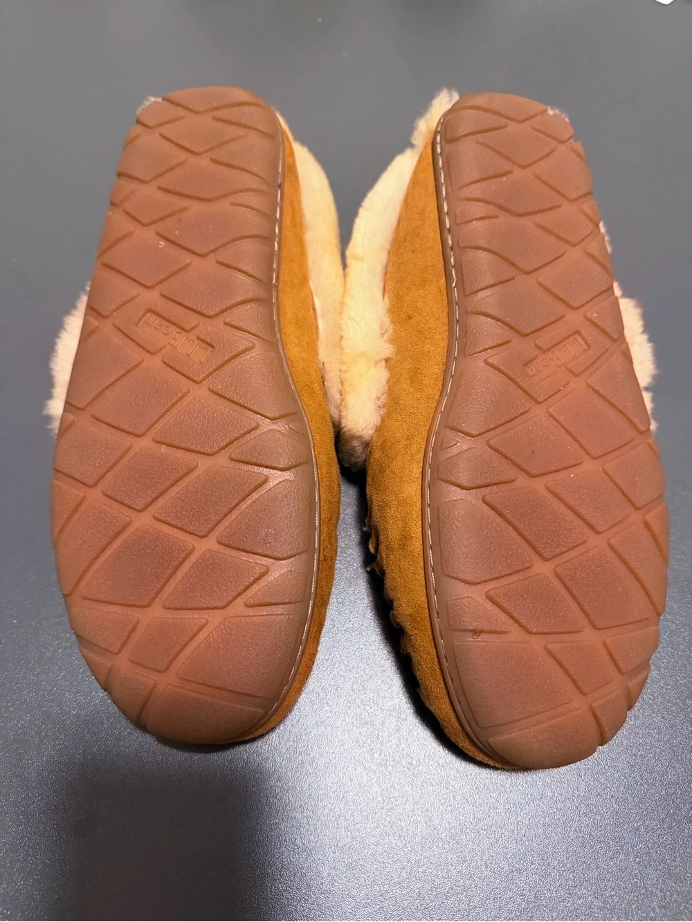 L.L. Bean Chestnut Sheep Wool Suede Shearling-Lined Moccasin Slippers
